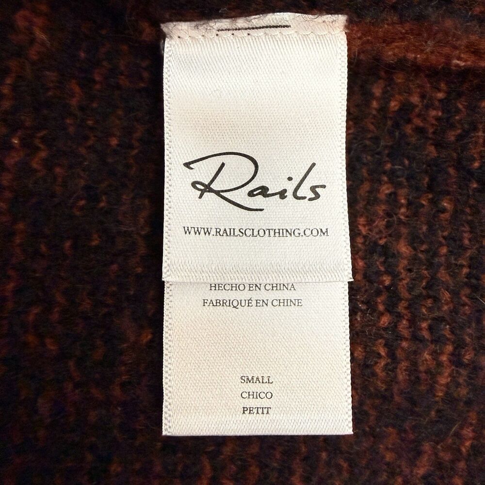 Rails Colleen Rust Black Plaid Wool Blend Sweater… - image 7